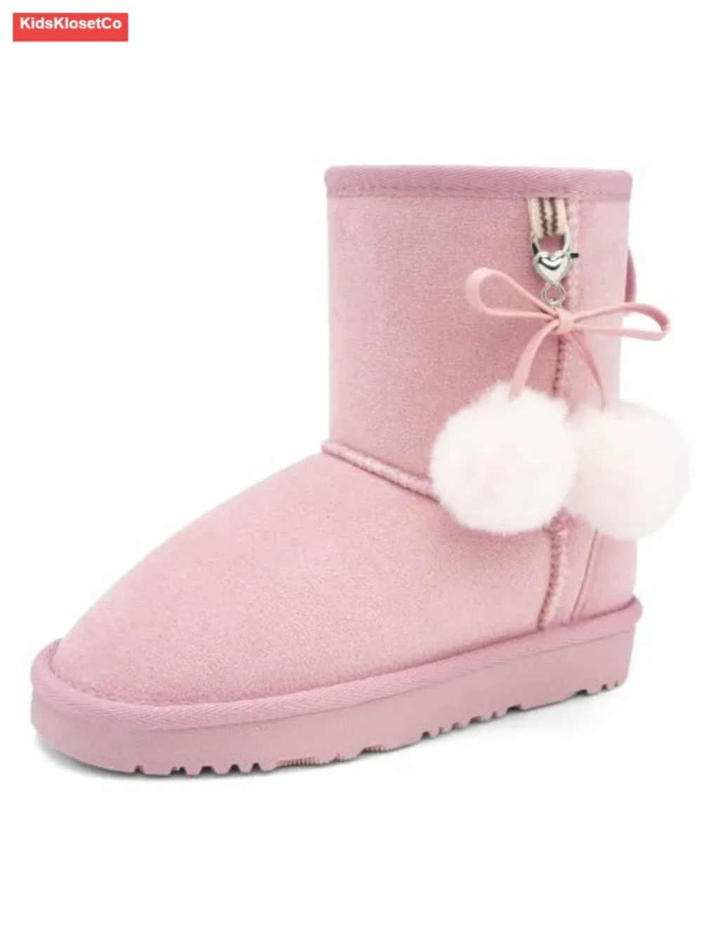 Kids Winter Snow Boots Suede Faux Fur Pull-On Non-Slip Ankle Boots